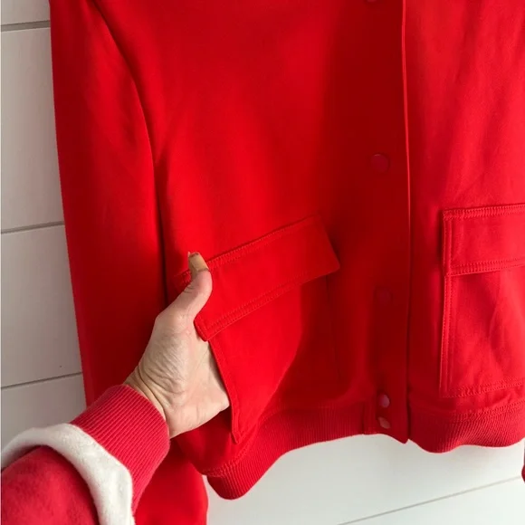 RACHEL Rachel Roy Bold Red Bomber Jacket, Size Medium - Picture 3 of 8